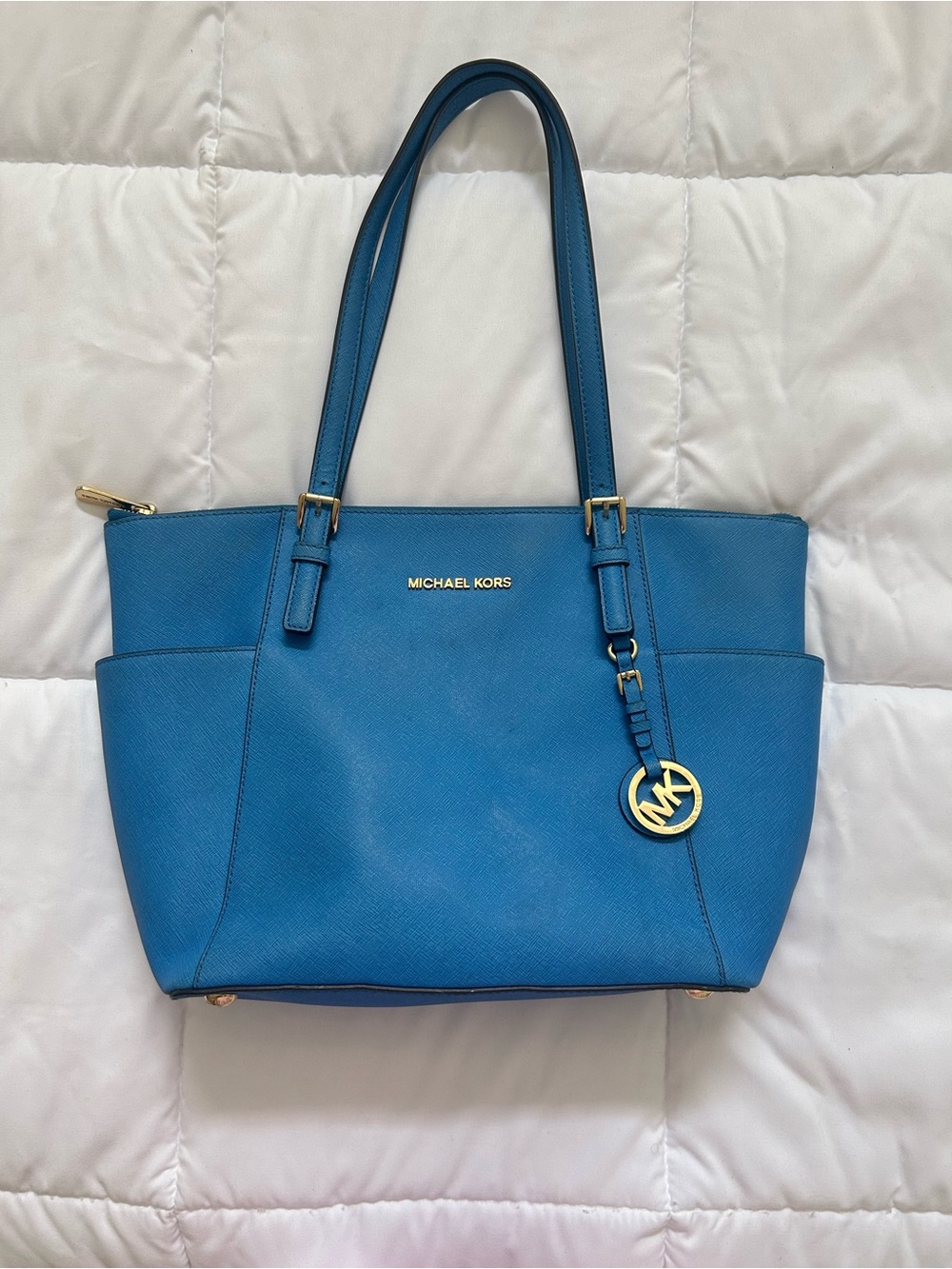 Michael Kors Blue Saffiano Leather Tote